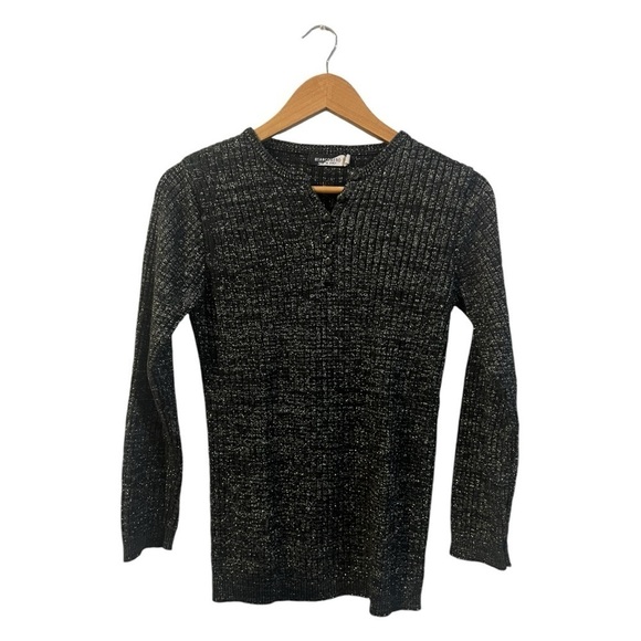 BIANCO NERO Made In Italy Metallic Sweater Women's XL Blue Ribbed Knit - Picture 1 of 5